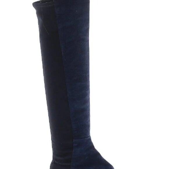 Stuart Weitzman  Navy & Black Over the Knee Suede Sock Boots - Picture 7 of 8